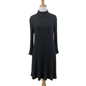 Michael Stars Swing Sweater Dress Womens S Small Rib Mock Neck Bodycon Charcoal